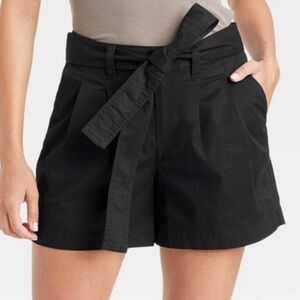 A New Day High-Rise Chino Shorts Belted Women’s Size 12 Stretch Black